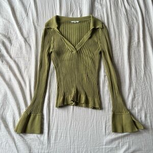 Tularosa Olive Ribbed Knit Top